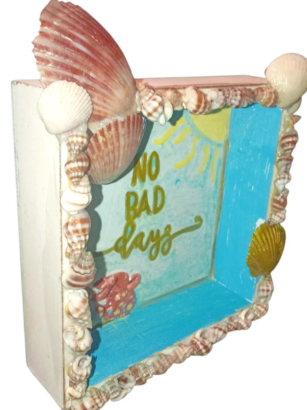Seaside Shell Shadow Box - Blue and Gold 